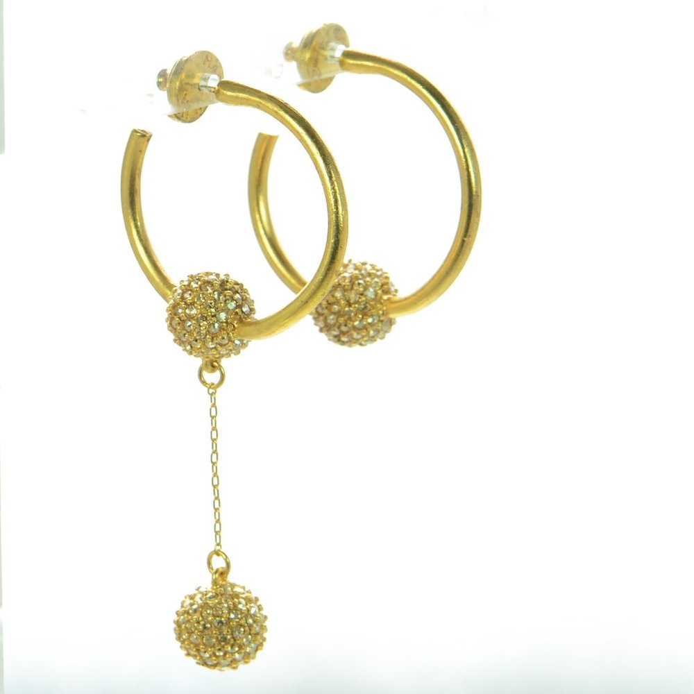 Oscar de la Renta Pave Ball Hoop Earring